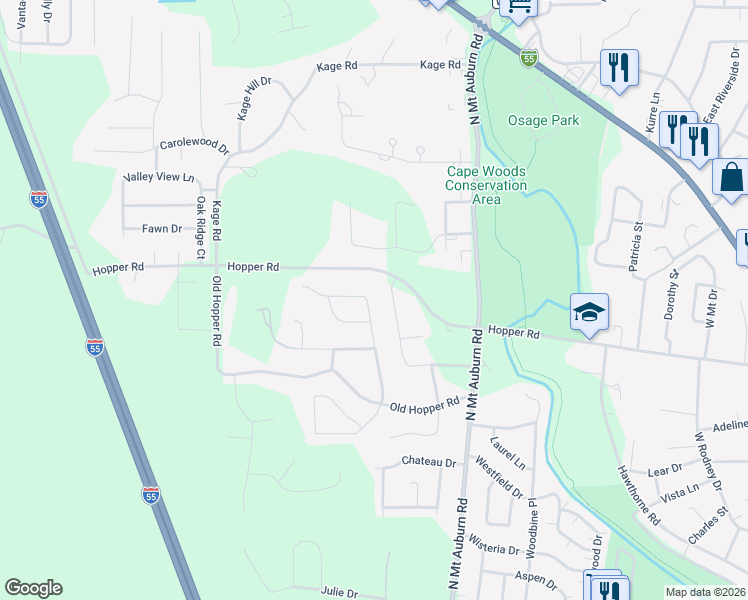 map of restaurants, bars, coffee shops, grocery stores, and more near 914 Pheasant Cove Drive in Cape Girardeau