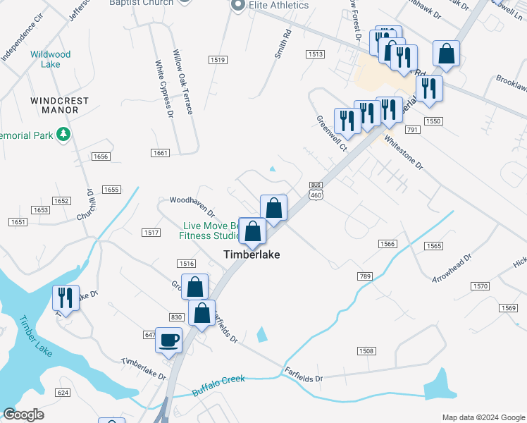 map of restaurants, bars, coffee shops, grocery stores, and more near 6 Logan Lane in Lynchburg