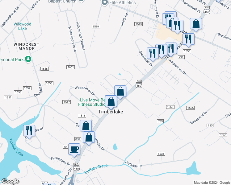 map of restaurants, bars, coffee shops, grocery stores, and more near 12 Logan Lane in Lynchburg