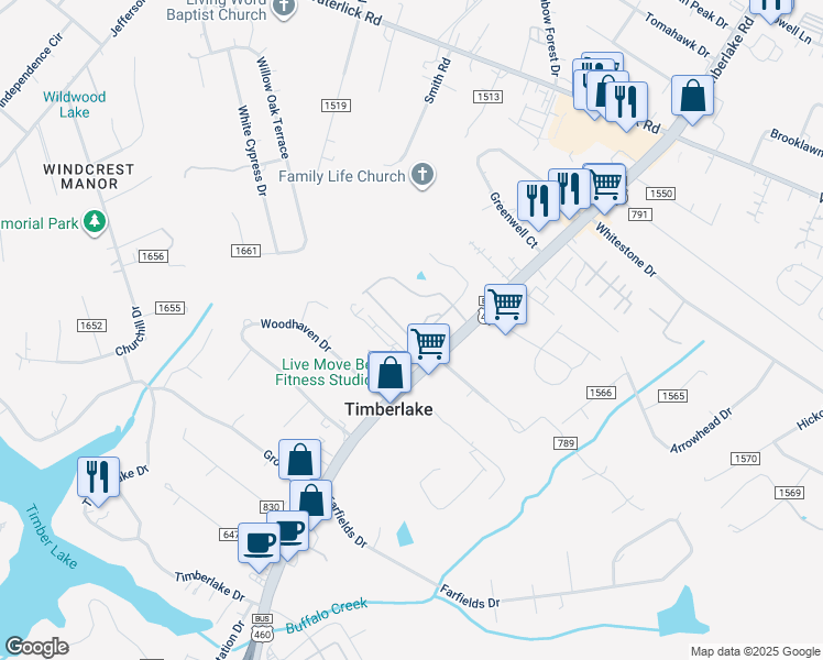 map of restaurants, bars, coffee shops, grocery stores, and more near 19 Logan Lane in Lynchburg