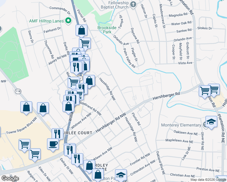 map of restaurants, bars, coffee shops, grocery stores, and more near 420 Vincent Avenue Northwest in Roanoke