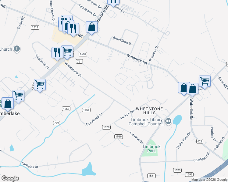 map of restaurants, bars, coffee shops, grocery stores, and more near 547-549 Homewood Drive in Timberlake