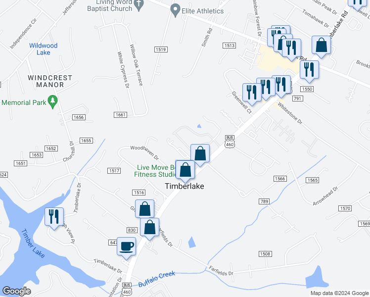 map of restaurants, bars, coffee shops, grocery stores, and more near 60 Logan Lane in Lynchburg