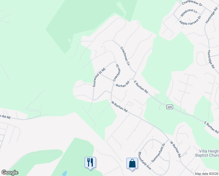 map of restaurants, bars, coffee shops, grocery stores, and more near 2000-2054 Jeana Ln NE in Roanoke