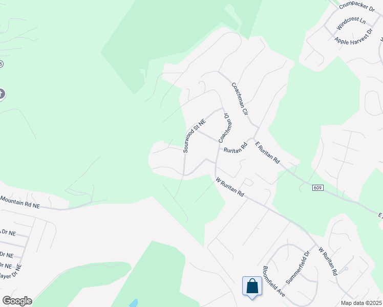 map of restaurants, bars, coffee shops, grocery stores, and more near 2143 Sourwood Street Northeast in Roanoke