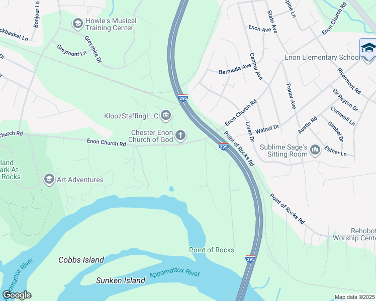 map of restaurants, bars, coffee shops, grocery stores, and more near 907 Enon Church Road in Chester