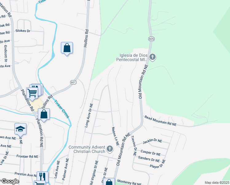 map of restaurants, bars, coffee shops, grocery stores, and more near 4766 Golfview Drive Northeast in Roanoke