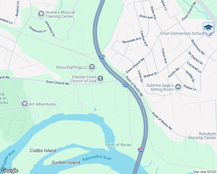 map of restaurants, bars, coffee shops, grocery stores, and more near 913 Enon Church Road in Chester