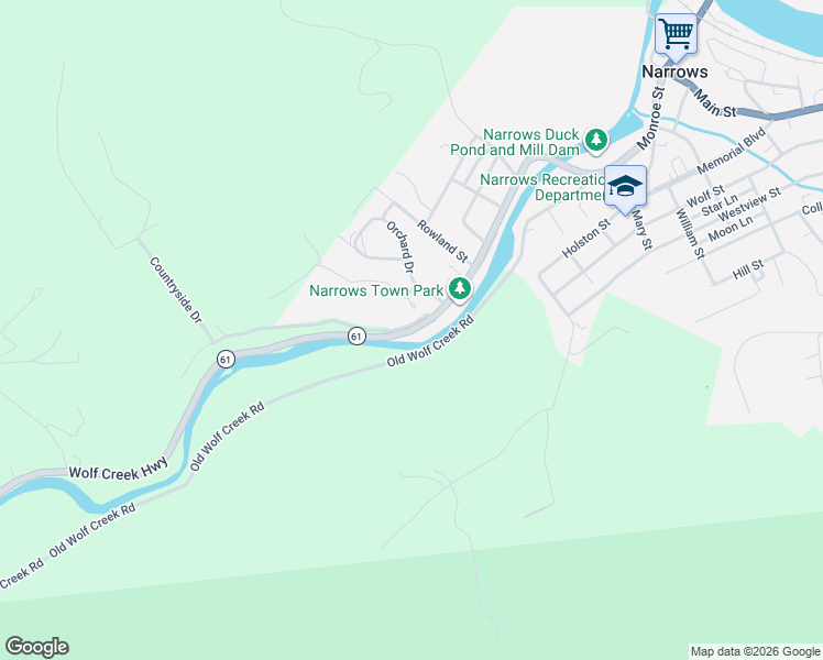 map of restaurants, bars, coffee shops, grocery stores, and more near 550 State Route 724 in Narrows