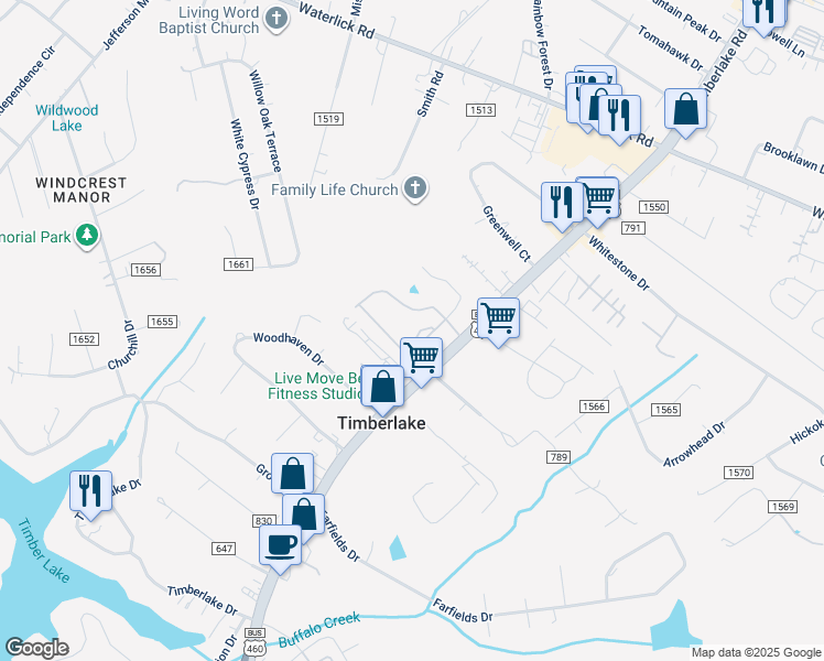 map of restaurants, bars, coffee shops, grocery stores, and more near 52 Sprouse Lane in Lynchburg