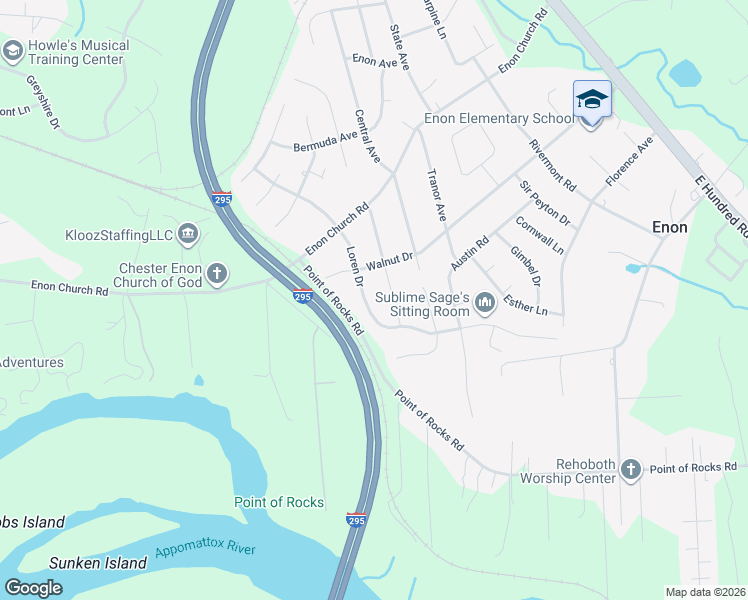 map of restaurants, bars, coffee shops, grocery stores, and more near 14728 Loren Drive in Chester