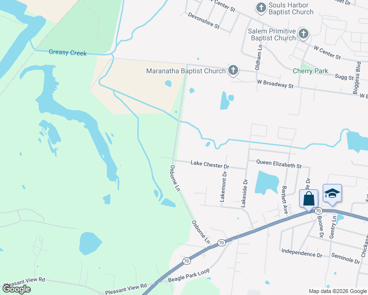 map of restaurants, bars, coffee shops, grocery stores, and more near 500 Osborne Lane in Madisonville