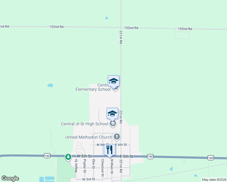 map of restaurants, bars, coffee shops, grocery stores, and more near 1045 Oak Street in Burden