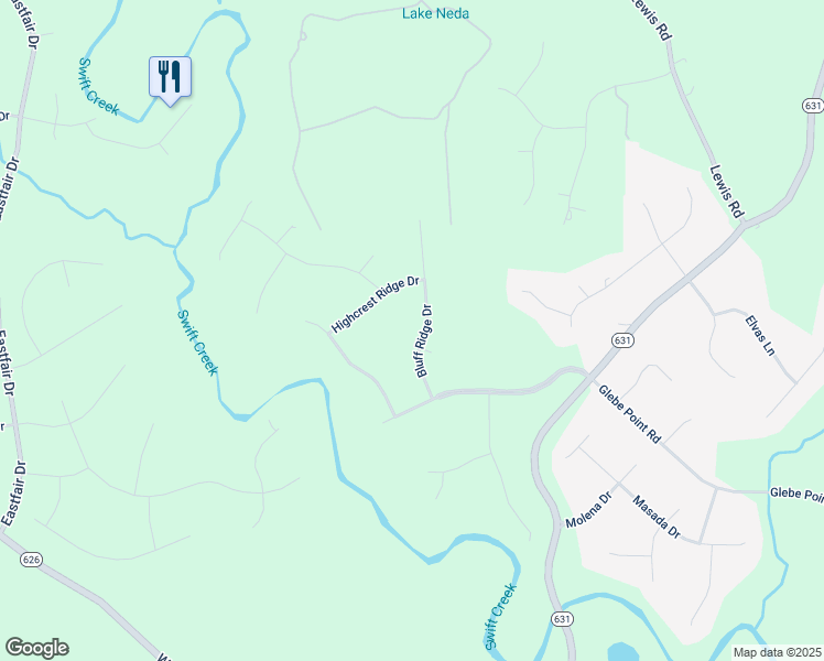 map of restaurants, bars, coffee shops, grocery stores, and more near 14006 Bluff Ridge Drive in Chesterfield
