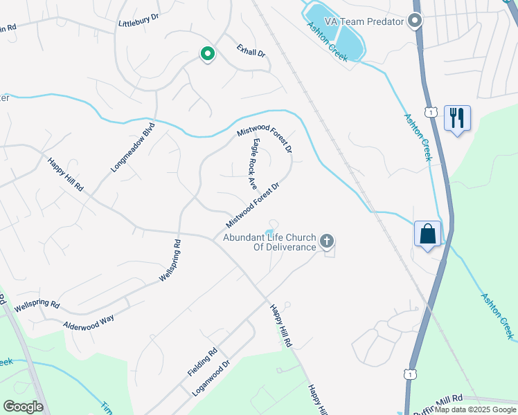 map of restaurants, bars, coffee shops, grocery stores, and more near 2454 Mistwood Forest Drive in Chester