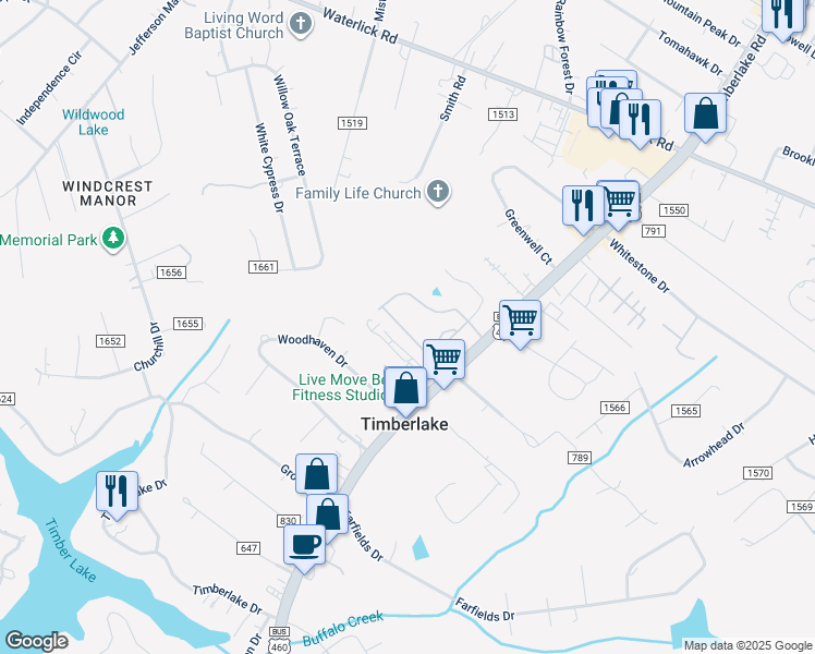 map of restaurants, bars, coffee shops, grocery stores, and more near 77 Logan Lane in Lynchburg