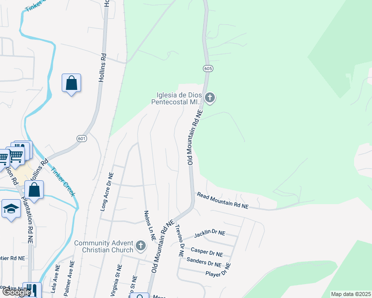 map of restaurants, bars, coffee shops, grocery stores, and more near 4914 Old Mountain Road Northeast in Roanoke