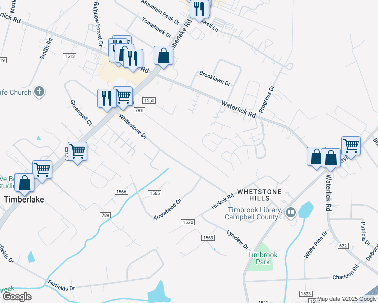 map of restaurants, bars, coffee shops, grocery stores, and more near 381 Homewood Drive in Lynchburg