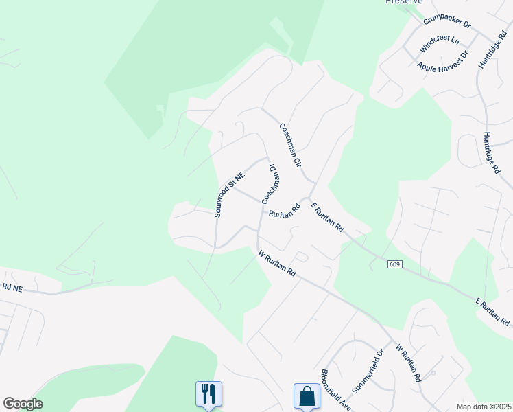 map of restaurants, bars, coffee shops, grocery stores, and more near 2049 Surrey Lane Northeast in Roanoke