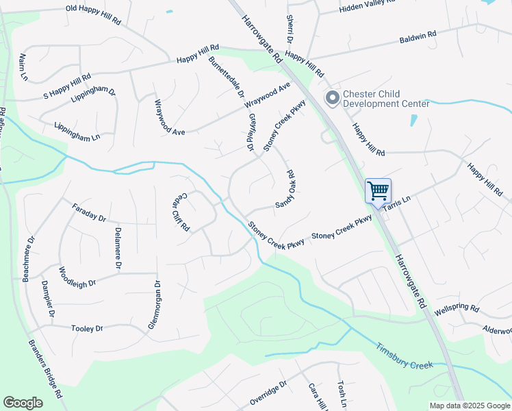 map of restaurants, bars, coffee shops, grocery stores, and more near 14012 Sandy Oak Road in Chester