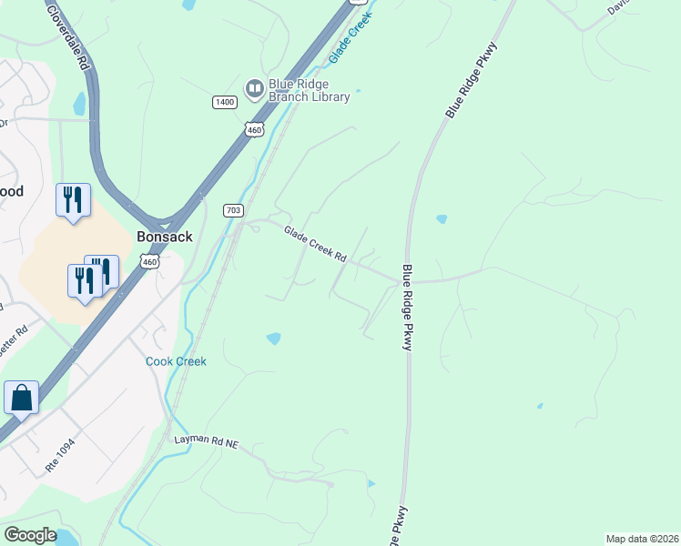 map of restaurants, bars, coffee shops, grocery stores, and more near 4931 State Route 636 in Roanoke