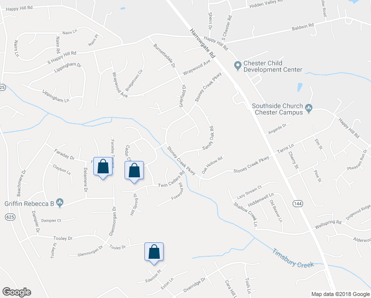 map of restaurants, bars, coffee shops, grocery stores, and more near 14012 Sandy Oak Road in Chester