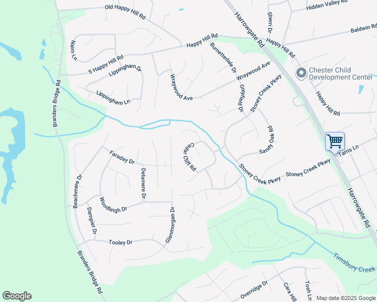 map of restaurants, bars, coffee shops, grocery stores, and more near 4907 Cedar Cliff Road in Chester
