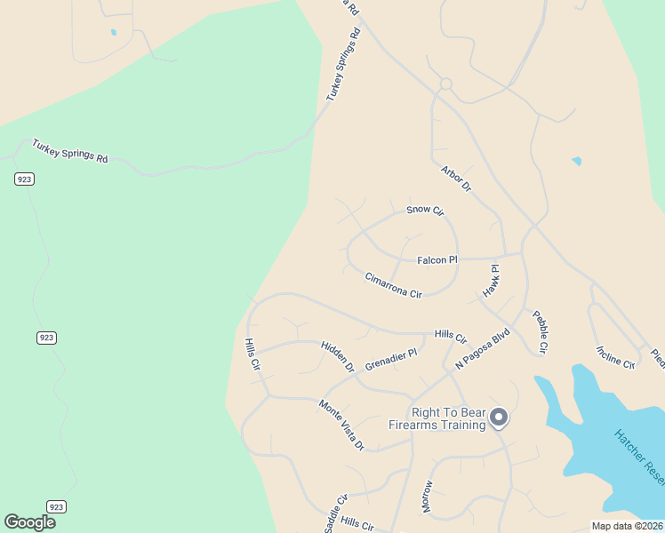 map of restaurants, bars, coffee shops, grocery stores, and more near Thrush Court in Pagosa Springs