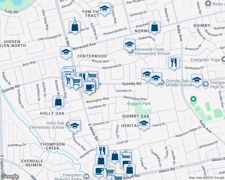 map of restaurants, bars, coffee shops, grocery stores, and more near 2806 Pendleton Drive in San Jose