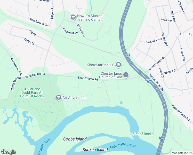 map of restaurants, bars, coffee shops, grocery stores, and more near 618 Enon Church Road in Chester