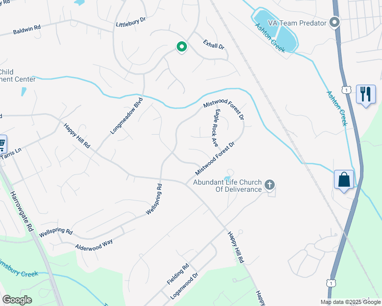 map of restaurants, bars, coffee shops, grocery stores, and more near 14506 Mistwood Forest Court in Chester