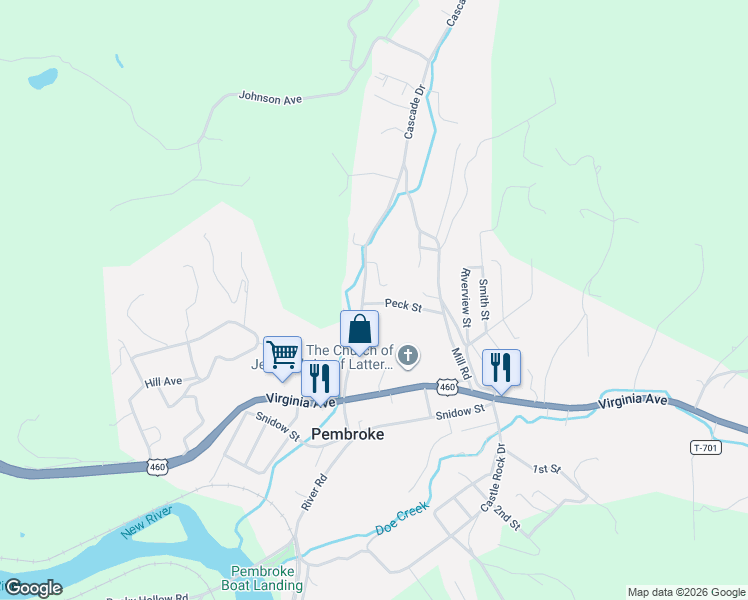 map of restaurants, bars, coffee shops, grocery stores, and more near 502 Cascade Drive in Pembroke
