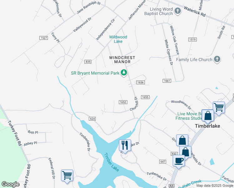map of restaurants, bars, coffee shops, grocery stores, and more near 142 MacArthur Drive in Lynchburg