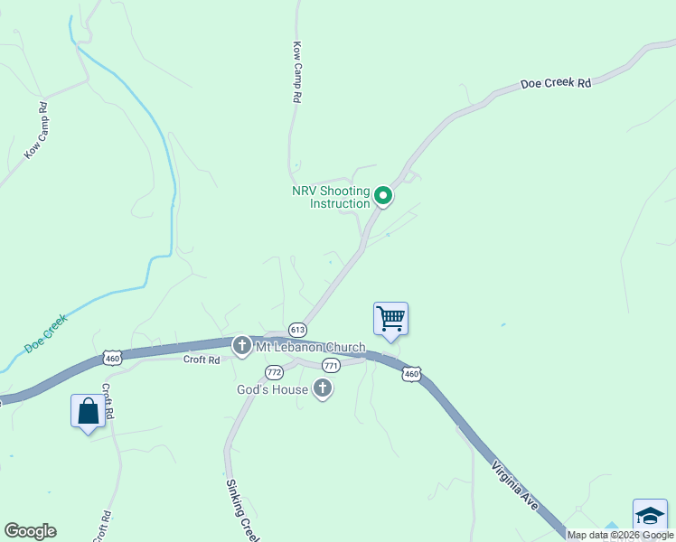 map of restaurants, bars, coffee shops, grocery stores, and more near 228 Doe Creek Road in Pembroke