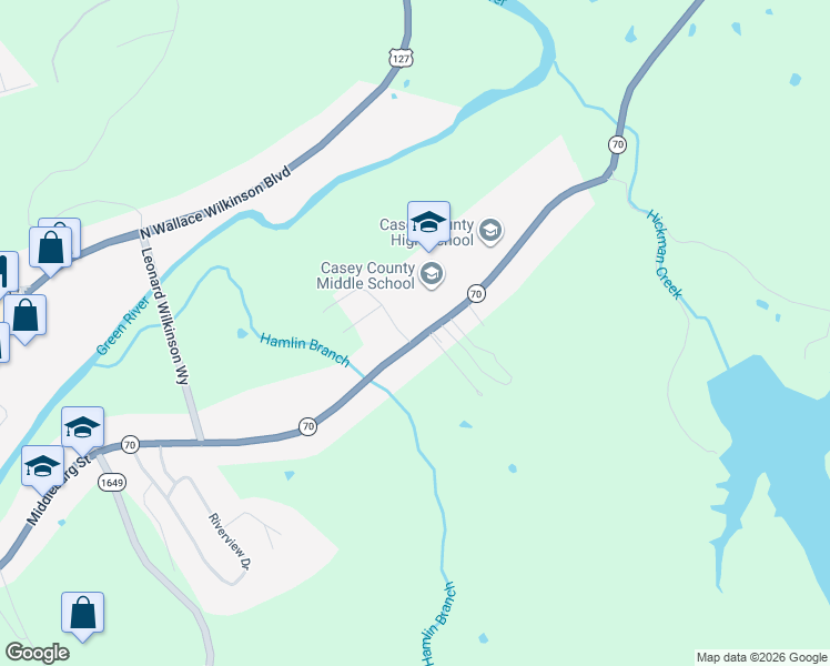 map of restaurants, bars, coffee shops, grocery stores, and more near Middleburg Road in Liberty