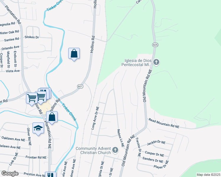 map of restaurants, bars, coffee shops, grocery stores, and more near 4792 Pennsylvania Avenue Northeast in Roanoke