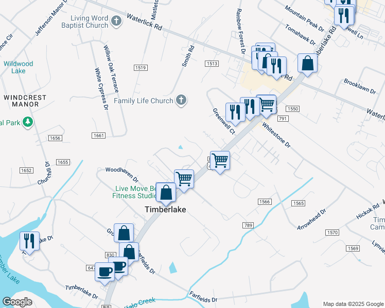 map of restaurants, bars, coffee shops, grocery stores, and more near 200 Rowse Drive in Lynchburg