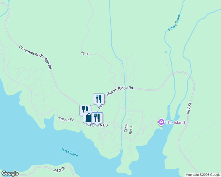 map of restaurants, bars, coffee shops, grocery stores, and more near 39692 Beasore Road in Bass Lake