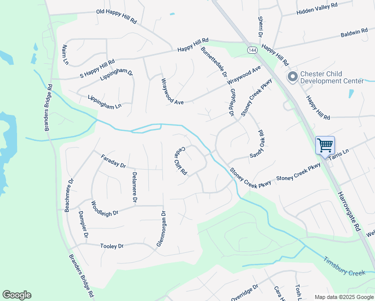 map of restaurants, bars, coffee shops, grocery stores, and more near 4827 Cedar Cliff Road in Chester
