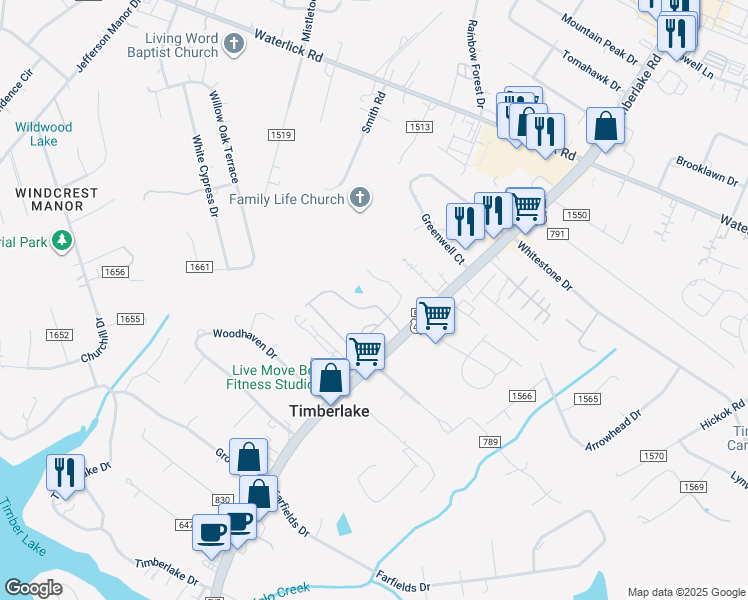 map of restaurants, bars, coffee shops, grocery stores, and more near 194 Rowse Drive in Lynchburg