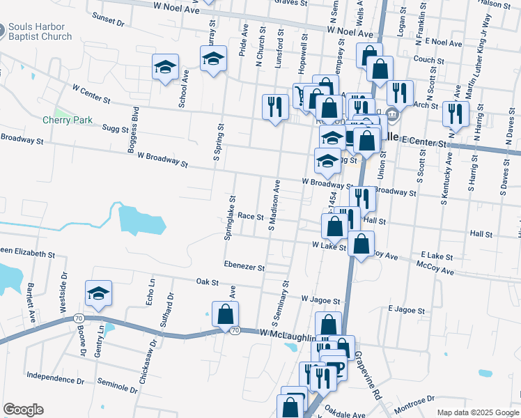map of restaurants, bars, coffee shops, grocery stores, and more near 278 Lawrence Street in Madisonville