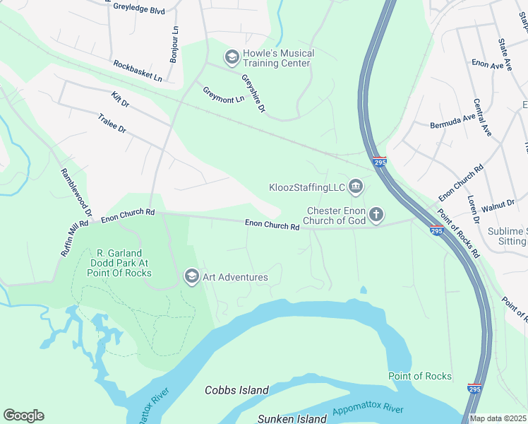 map of restaurants, bars, coffee shops, grocery stores, and more near 516 Enon Church Road in Chester