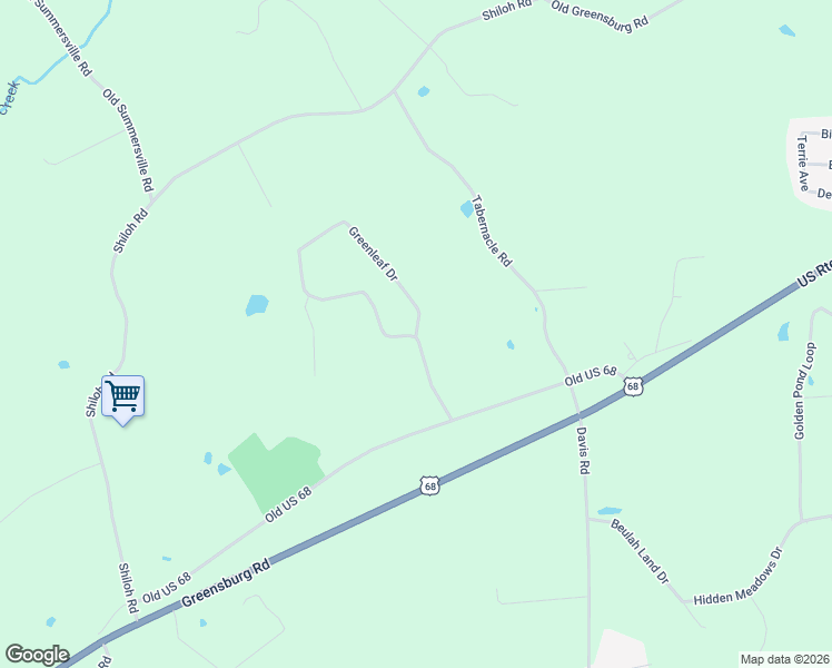 map of restaurants, bars, coffee shops, grocery stores, and more near 1 Greenleaf Drive in Campbellsville