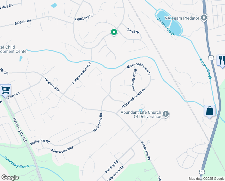 map of restaurants, bars, coffee shops, grocery stores, and more near 2837 Mistwood Forest Drive in Chester