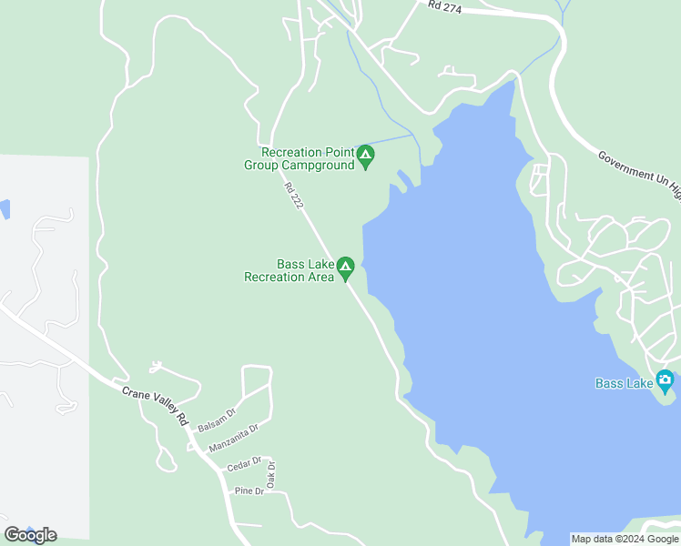 map of restaurants, bars, coffee shops, grocery stores, and more near Road 222 in Bass Lake