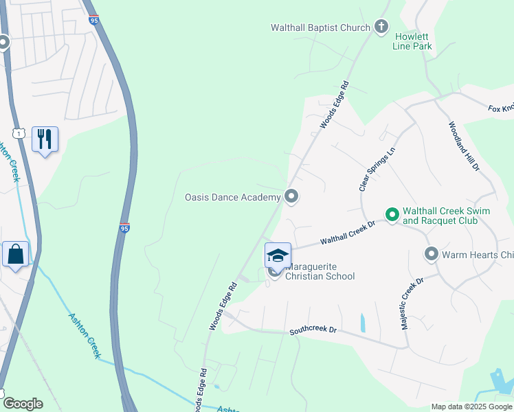 map of restaurants, bars, coffee shops, grocery stores, and more near 14606 Woods Edge Road in Colonial Heights