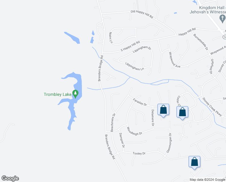 map of restaurants, bars, coffee shops, grocery stores, and more near 5255 Beachmere Terrace in Chester