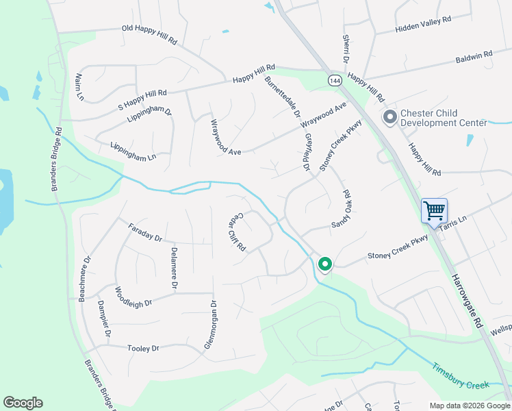 map of restaurants, bars, coffee shops, grocery stores, and more near 4827 Cedar Cliff Road in Chester
