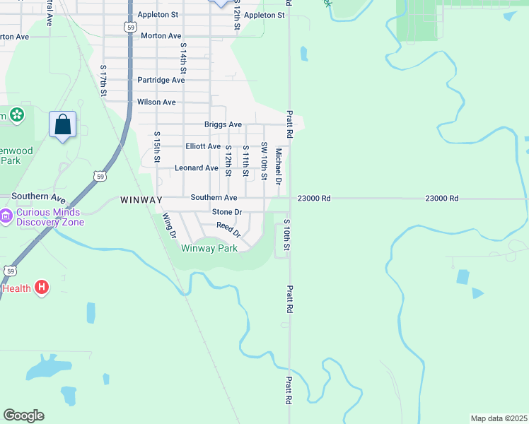 map of restaurants, bars, coffee shops, grocery stores, and more near 23 Willow Street in Parsons