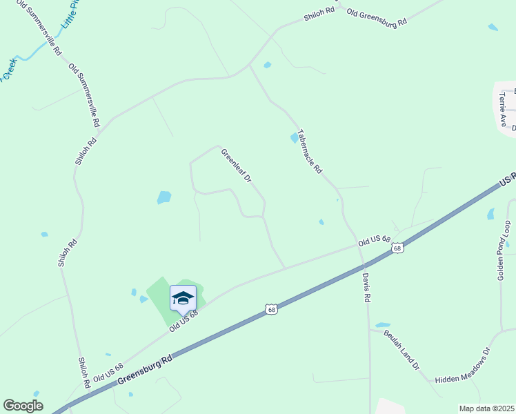 map of restaurants, bars, coffee shops, grocery stores, and more near 2-198 Whitlock Road in Campbellsville